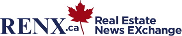 Logo of Real Estate News Exchange with a red maple leaf accent.