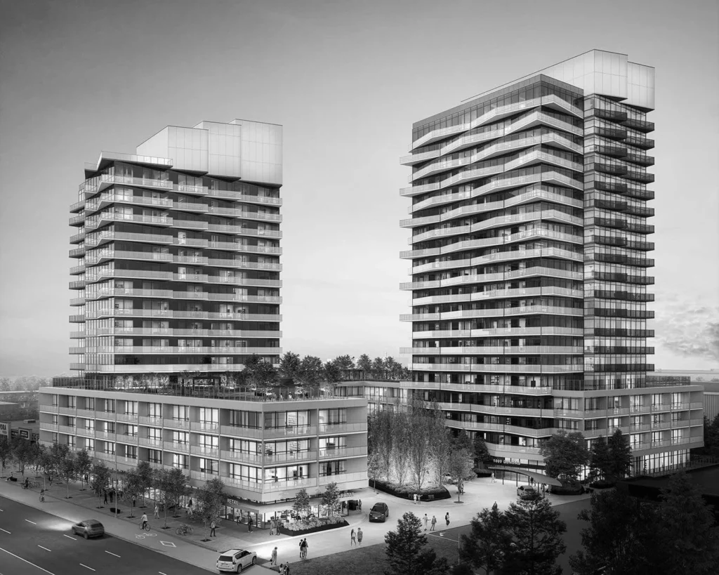 Mississauga rental towers symbolizing Tawakkul REIT's Shariah-compliant investment led by Ahmed Group.