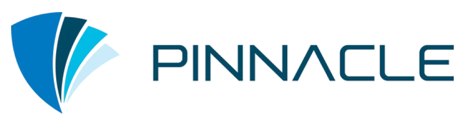 Logo for Pinnacle, showcasing sleek, multi-shade blue design elements.